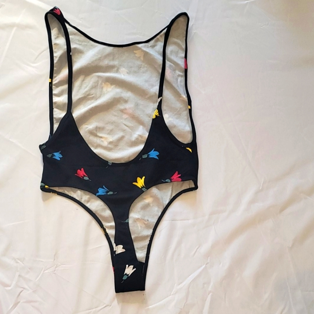 American Apparel Cotton Spandex cut bodysuit black